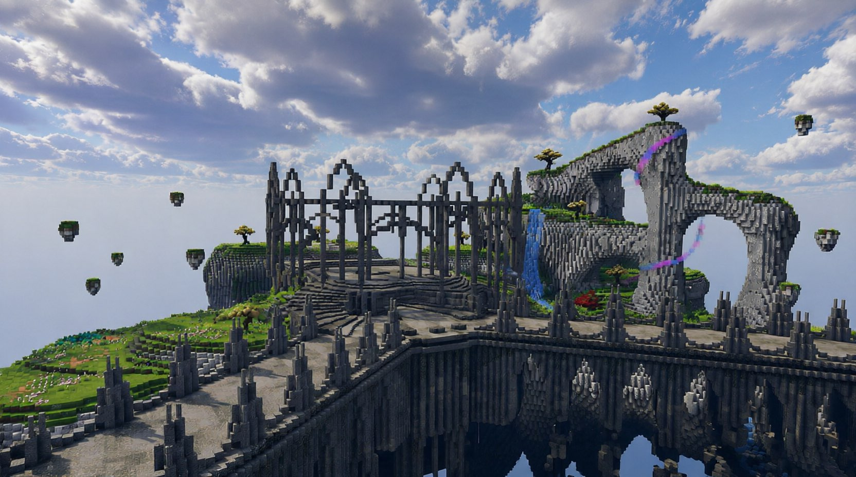 Cracked Community Minecraft Steinkathedrale und schwebende Inseln